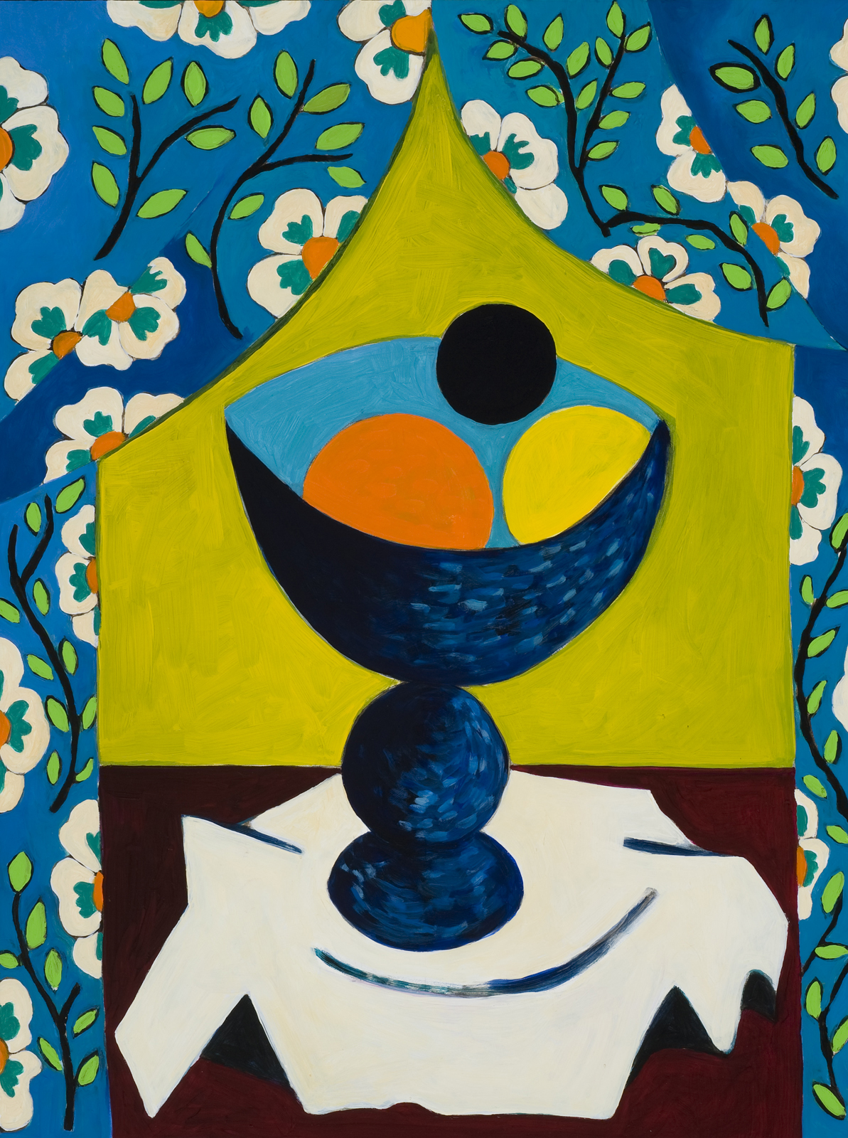 Still Life with Blue Curtains